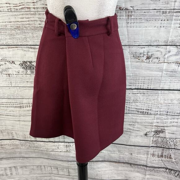 Ann Taylor Loft Skirt sz 8 Mulberry Wine Wool Knee A Line Pockets Career Casual - Picture 7 of 8
